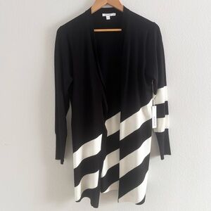 NWT Chico’s Black & White Stripe Open Front Cardigan Sweater Size 1 (M)